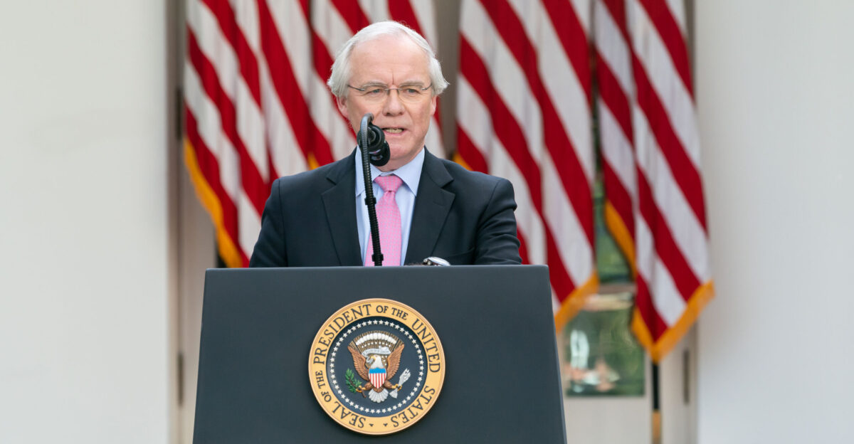 Rodney McMullen chief executive Officer of Kroger addresses his remarks at the coronavirus COVID-19 update briefing Monday April 27 2020 in the Rose Garden of the White House Official White House Photo by Andrea Hanks