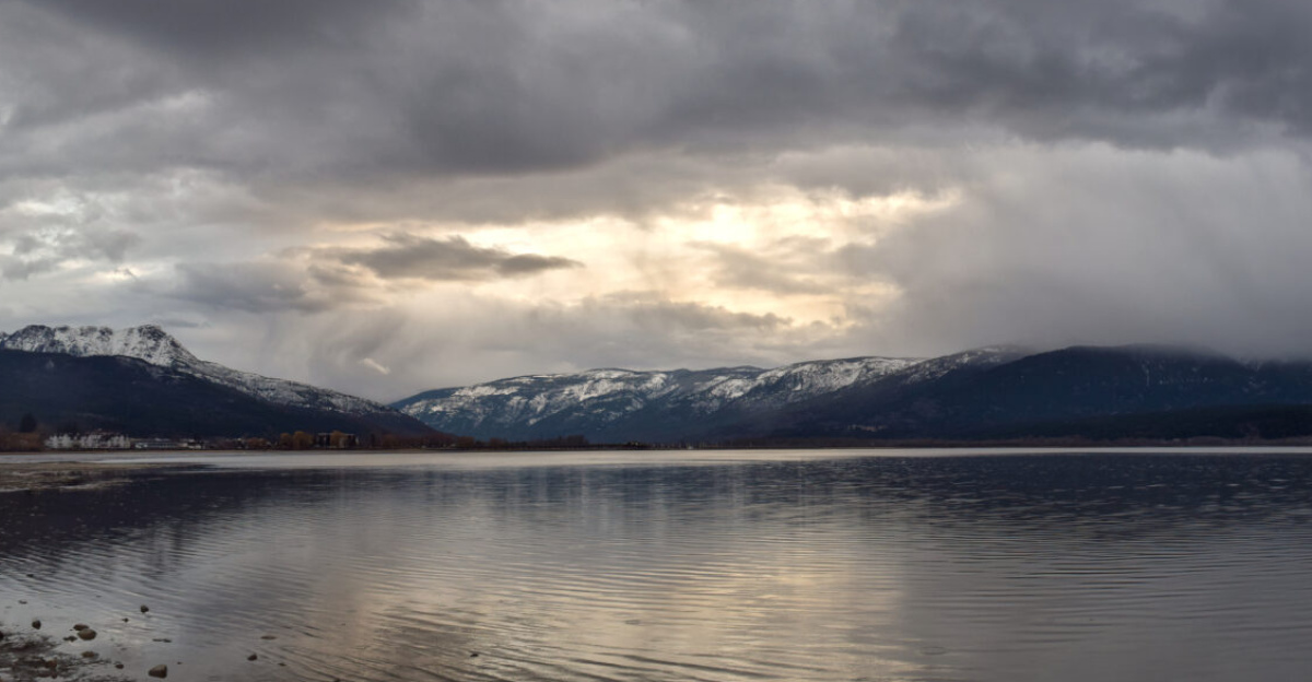 Winter storm at Shuswap Lake.