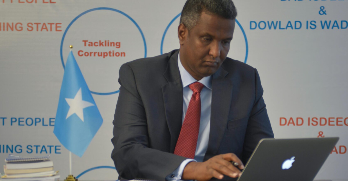 Somali presidential candidate, Abdirahman Abdishakur, poses for a photograph on September 25, 2016. UN Photo / Tobin Jones