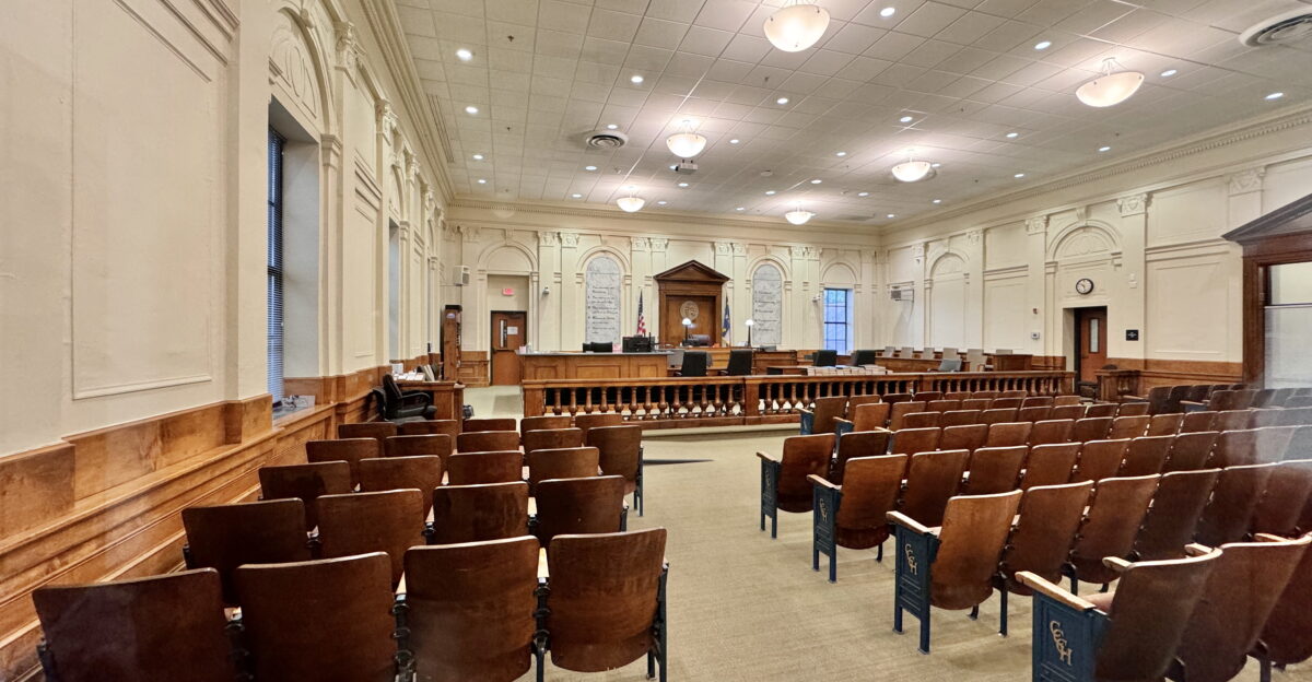 A courtroom at the Cherokee County Courthouse in North Carolina United States