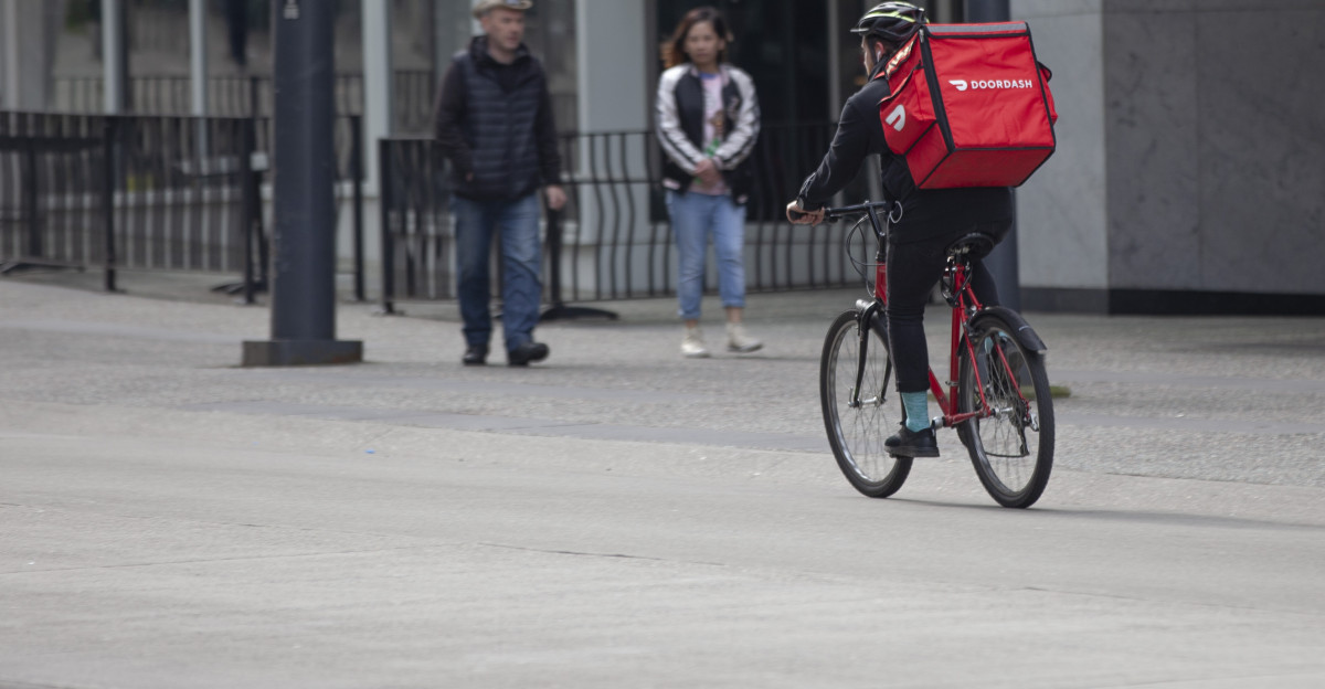 A Street Scene on Granville Street Downtown Vancouver during coronavirus pandemic