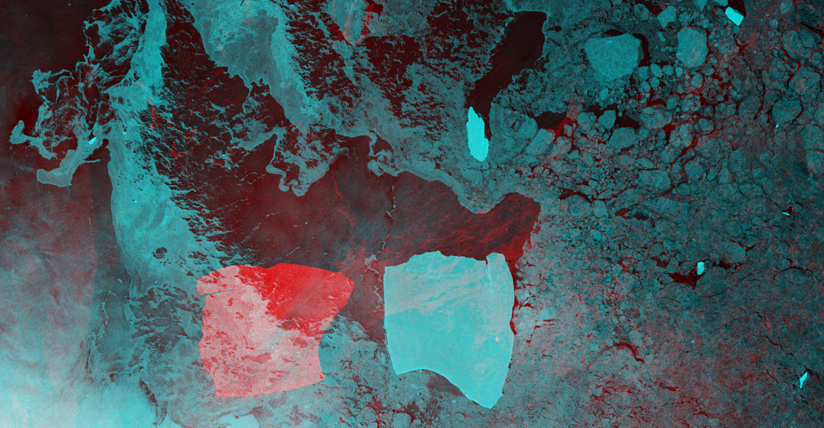 After being grounded on the ocean floor for well over four decades, the largest iceberg in the world is on the loose.<br>The iceberg, known as A23a, calved from the Filchner-Ronne ice shelf in West Antarctica in 1986, but quickly ran aground. By 2020, it had lost its grip on seafloor and began drifting in the Weddell Sea. Scientists say that it is not unusual for icebergs to become grounded, but over time they shrink enough to unground and float. Now, however, driven by winds and currents, A23a has put a spurt on and is heading quickly away from Antarctic waters.<br>The image uses images from Copernicus Sentinel-1 to show how the iceberg rotated and travelled between 2 November 2023 (blue) and 26 November 2023 (red).<br>Like most icebergs from the Weddell sector, A23a is likely to end up in the South Atlantic on a path called iceberg alley.<br>Covering around 4000 sq km, more than four times the size of New York city, and around 400 m thick, A23a is currently the world’s biggest iceberg.<br>An animation also shows the iceberg’s changing position during November.