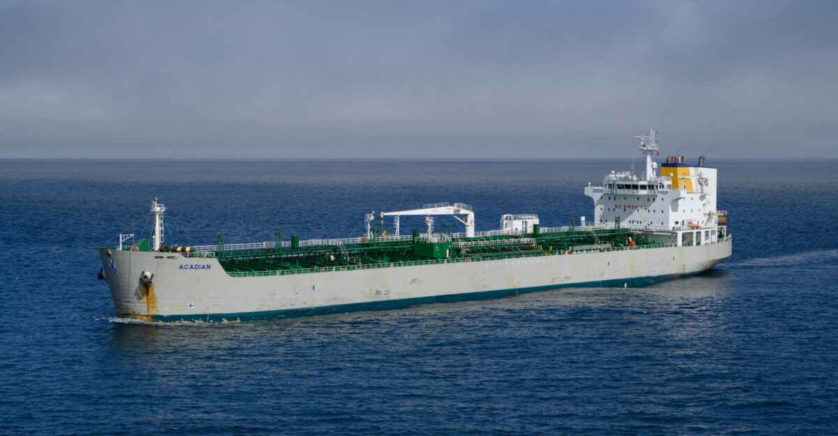 Chemical and oil products tanker ACADIAN - IMO 9298715 coming into The Narrows and St John s Harbor Newfoundland Canada on September 4 2022