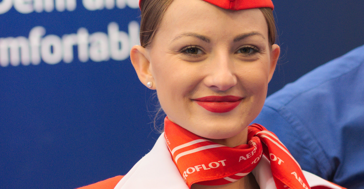 Aeroflot flight attendant hostess Belgrade Serbia This photograph was taken with a Panasonic Lumix DMC-G85 G80