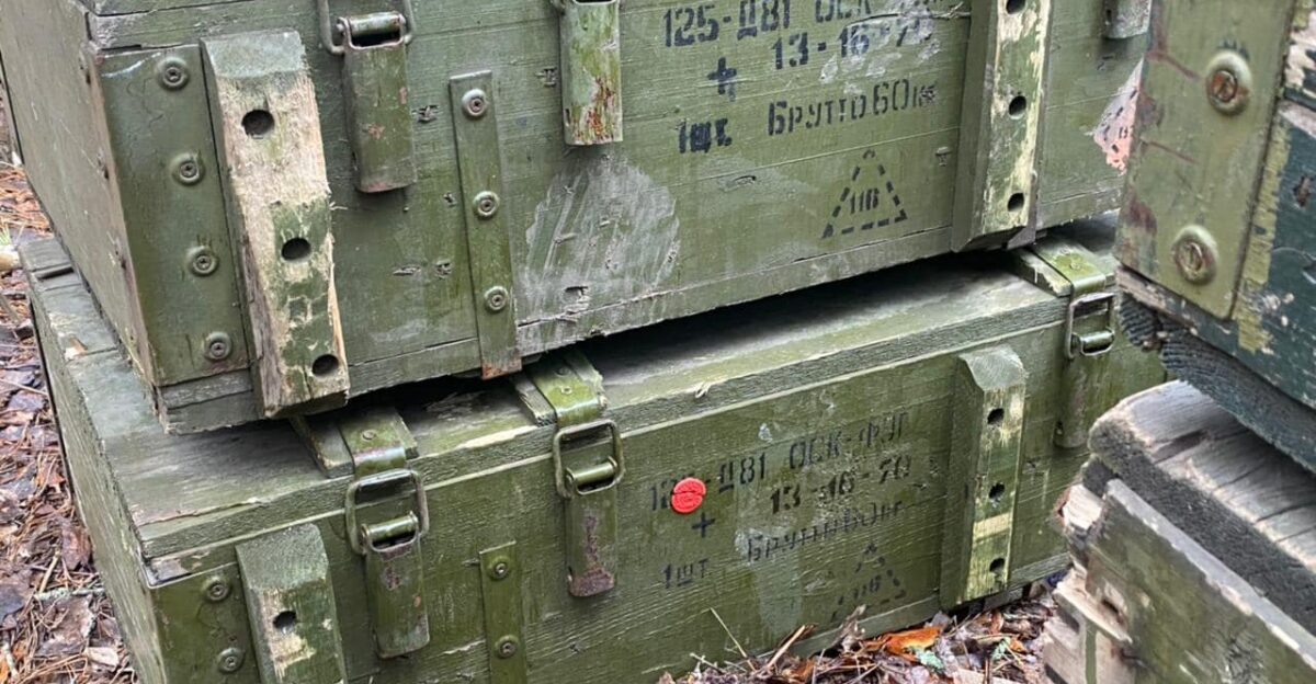 Ammunition abandoned by Russian army in Chernihiv Oblast of Ukraine during retreat in a hurry