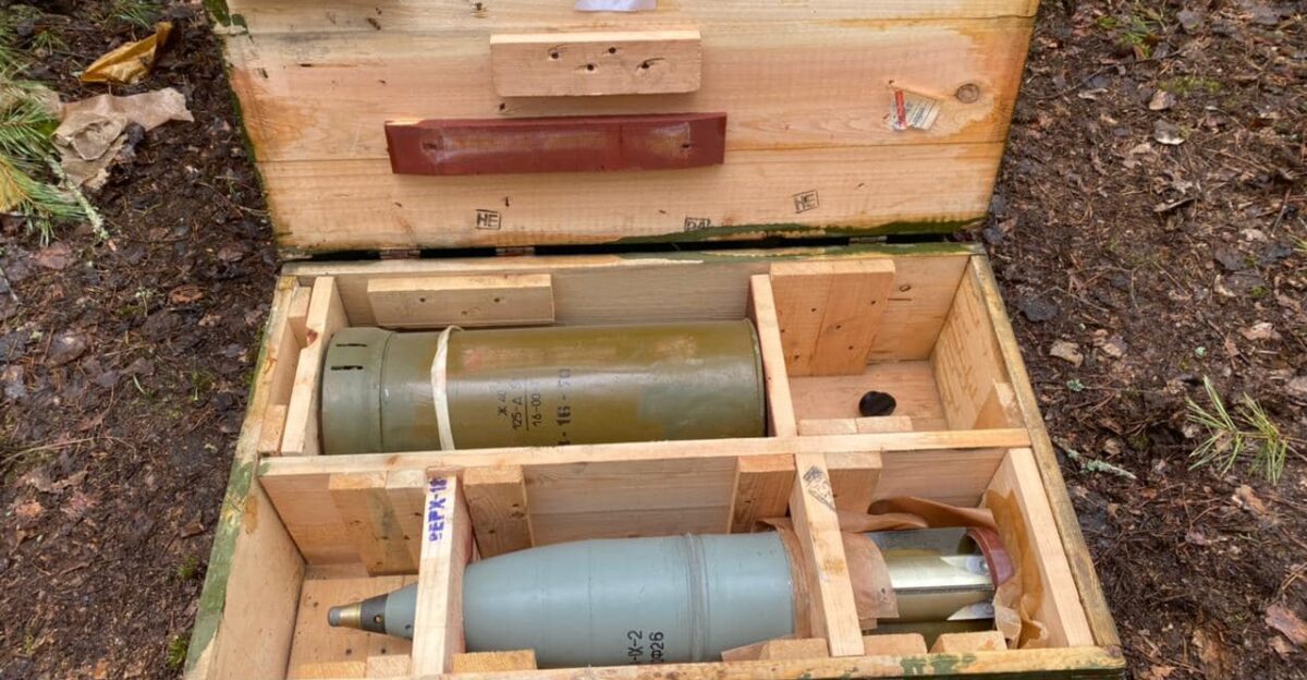 Ammunition abandoned by Russian army in Chernihiv Oblast of Ukraine during retreat in a hurry