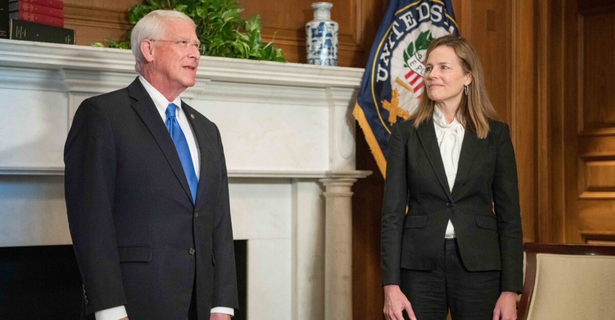 U S Senator Roger Wicker R-Miss meets with Judge Amy Coney Barrett Barrett was confirmed to the U S Supreme Court