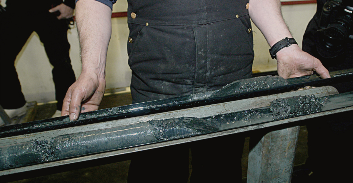 A sediment core sample extracted for the ANtarctic geological DRILLing program known as ANDRILL. Sediment and rock core were extracted from the ocean floor under the Ross Ice Shelf during the 2006-2007 austral summer. To learn more, visit: www.andrill.org.