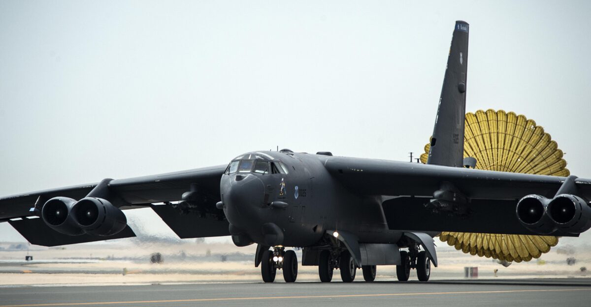 U S Air Force B-52 Stratofortress aircraft from Barksdale Air Force Base La arrived at Al Udeid Air Base Qatar April 9 2016 in support of Operation Inherent Resolve the operation to eliminate the Islamic State of Iraq and the Levant and the threat they pose to Iraq Syria and the wider international community and as needed in the region The B-52 offers diverse capabilities including the delivery of precision weapons