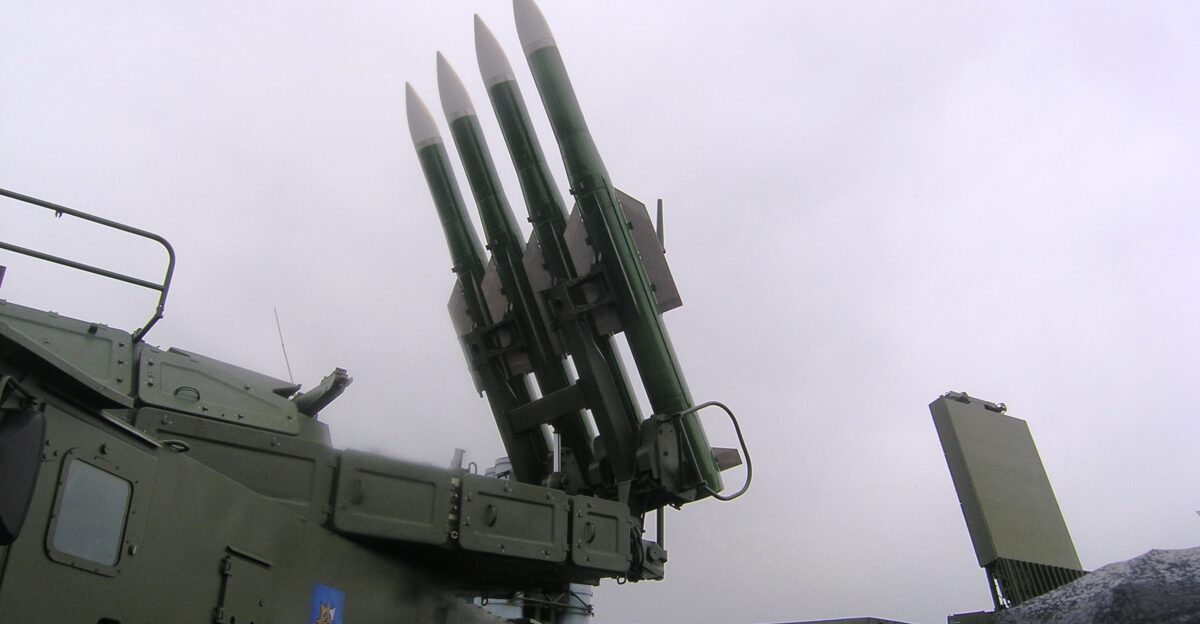 A Buk-M2 based on a MZKT-6922-chassis at the MAKS Airshow 2011