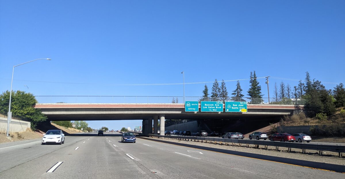 This was taken from the back of the car near highway 85 and 17 interchange