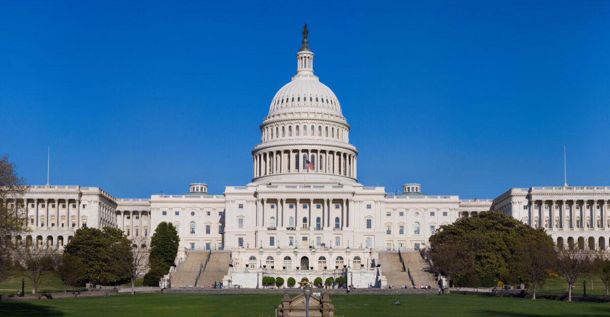 The western front of the United States Capitol The Capitol serves as the seat of government for the United States Congress the legislative branch of the U S federal government It is located in Washington D C on top of Capitol Hill at the east end of the National Mall The building is marked by its central dome above a rotunda and two wings It is an exemplar of the Neoclassical architecture style