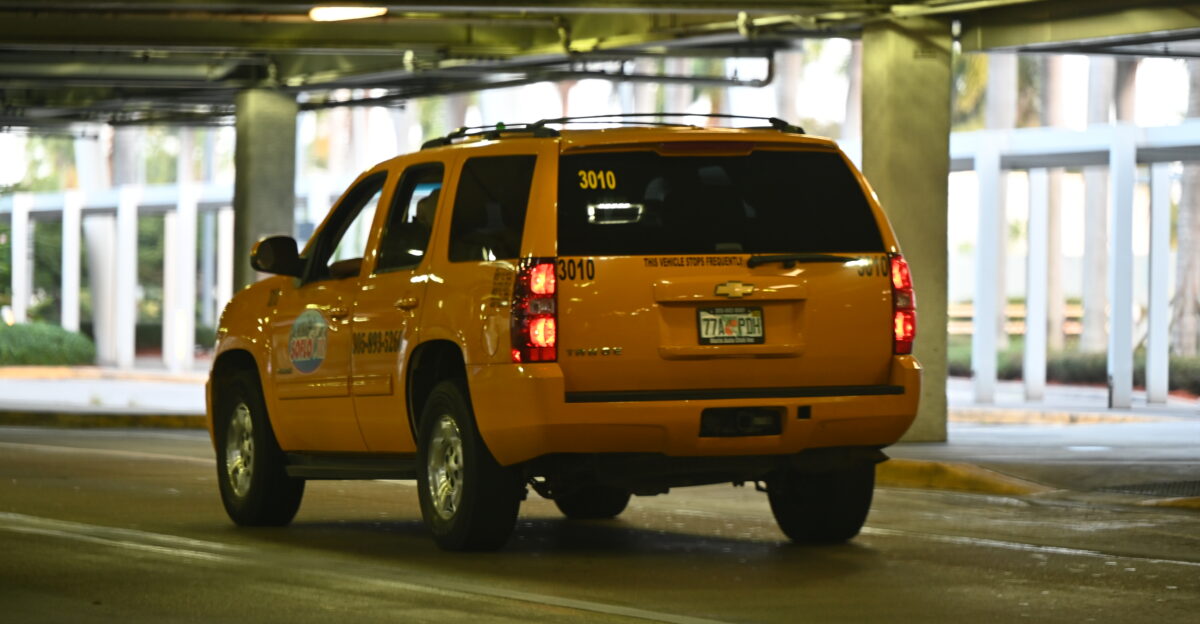 A chevrolet tahoe converted for taxicab usage in Miami at Miami international airport