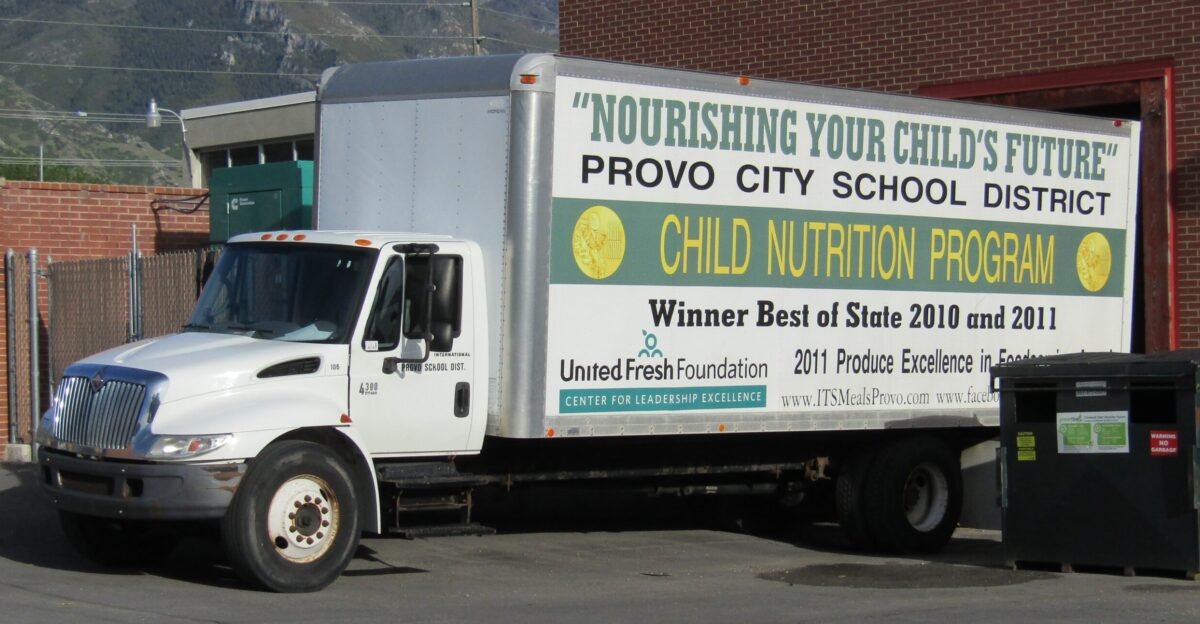 Truck advertising the Provo City School District s nutrition program