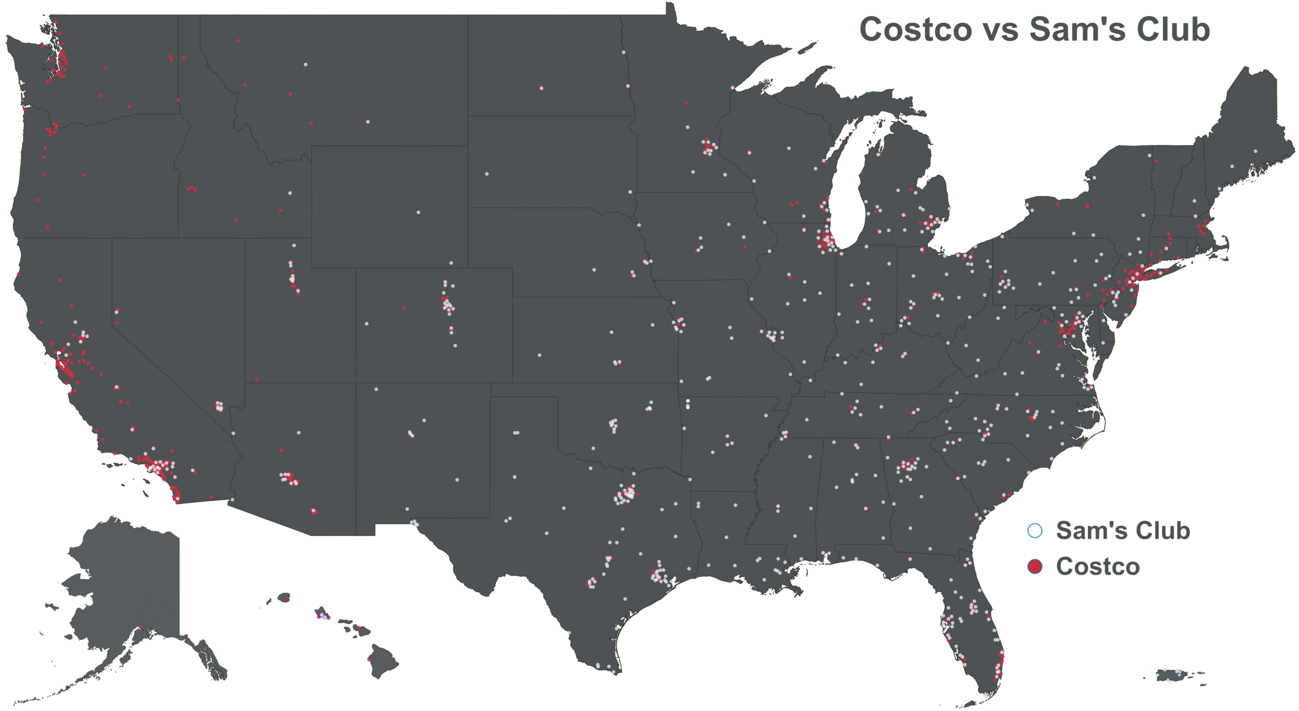 Costco vs Sam s Club locations map