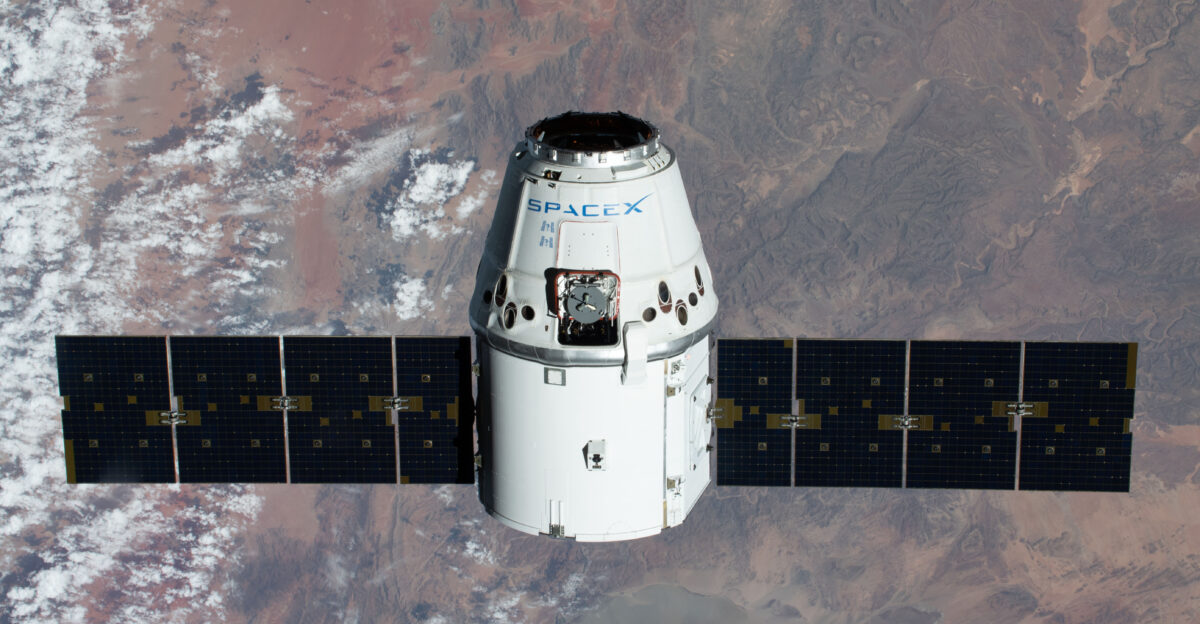 SpaceX CRS-20 mission The SpaceX Dragon resupply ship is pictured approaching the International Space Station as both spacecraft were soaring 267 miles above the African nation of Namibia
