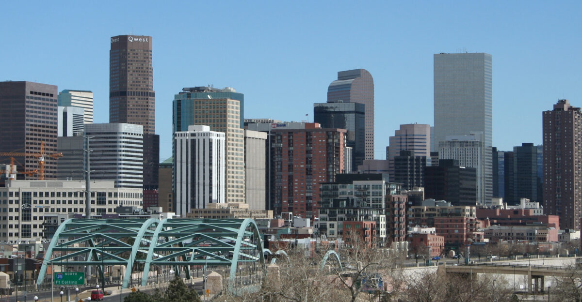 Denver skyline from I-25 and Speer Blvd Photographer Matt Wright Date March 26 2006 Camera Canon EOS Rebel XT