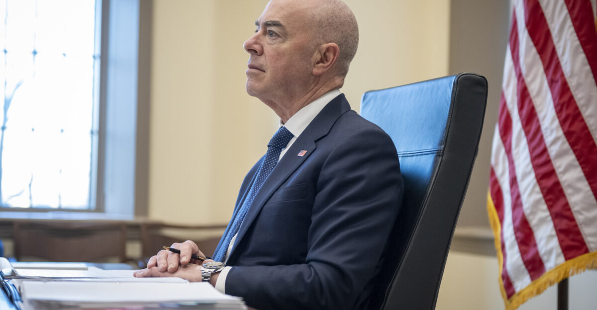 Washington DC February 23 2021 Homeland Security Secretary Alejandro Mayorkas participates in a virtual conference with federal cabinet members and their Canadian counterparts