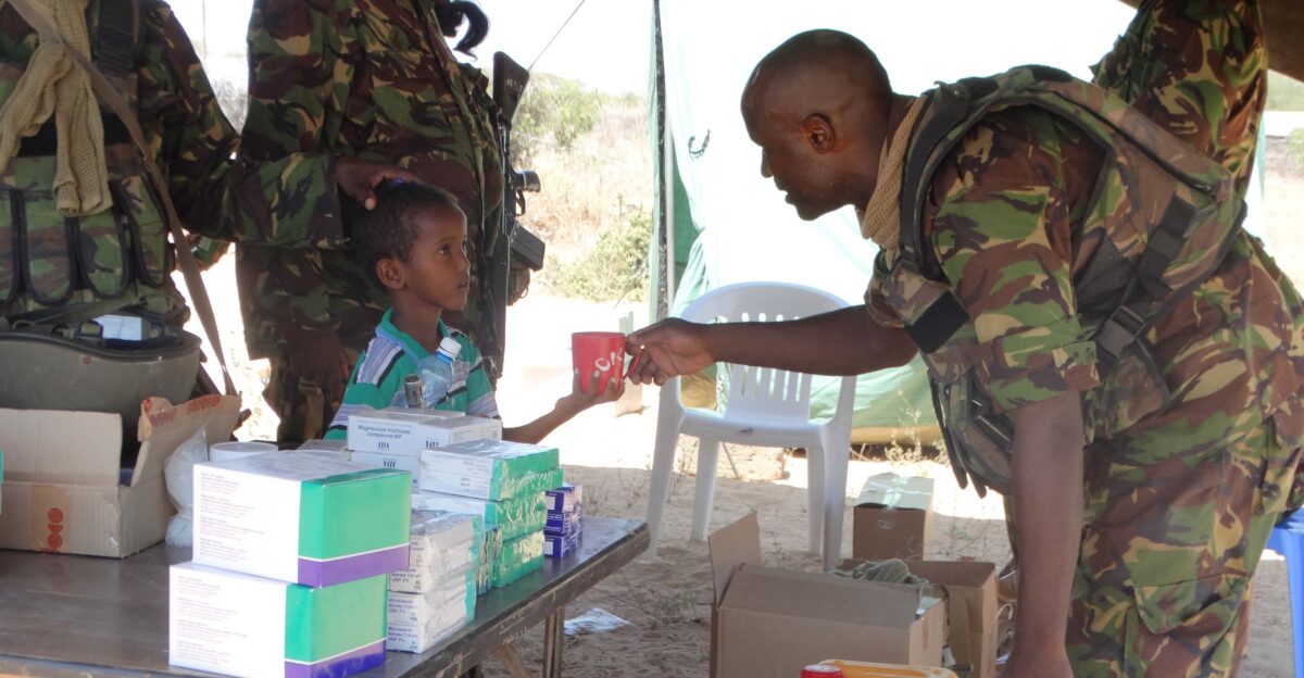 An AMISOM KDF doctor conducts medical check-up on one of the residents of Dhobley in the Lower Jubba region on March 4 2016 This is part of the civil-military activities undertaken to mitigate community need and forster relations Among those treated were men women and children with various ailments AMISOM Photo Personality rightsPersonality rights warningAlthough this work is freely licensed or in the public domain the person s shown may have rights that legally restrict certain re-uses unless those depicted consent to such uses In these cases a model release or other evidence of consent could protect you from infringement claims Though not obliged to do so the uploader may be able to help you to obtain such evidence See our general disclaimer for more information