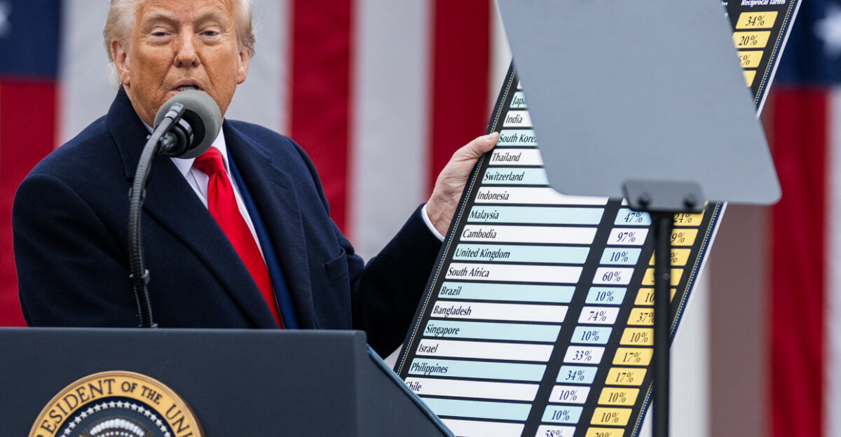President Donald Trump signs an Executive Order on the Administration s tariff plans at a Make America Wealthy Again event Wednesday April 2 2025 in the White House Rose Garden Official White House Photo by Daniel Torok See also File 2025-April-02-Reciprocal tariffs left half jpg