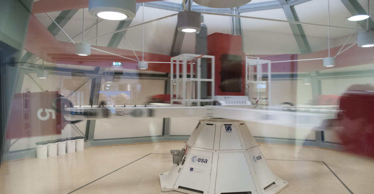 Large Diameter Centrifuge LDC also referred simply as Space Centrifuge in operation Used for non-human research rated at 20 g max This facility is located in a dome at ESA ESTEC Noordwijk Netherlands