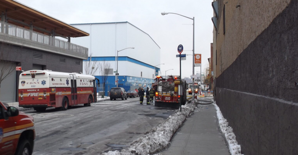 5 North 11th Street at Kent Avenue, fire, fireboat, paper collectors,