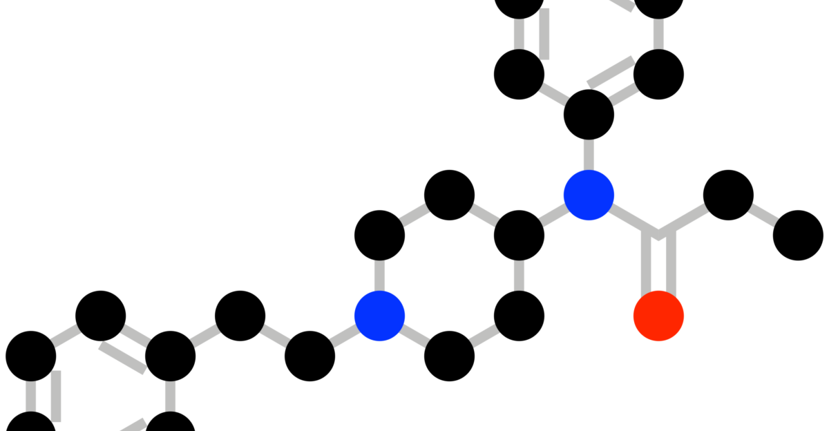 Two-dimensional dot depiction of the fentanyl structure