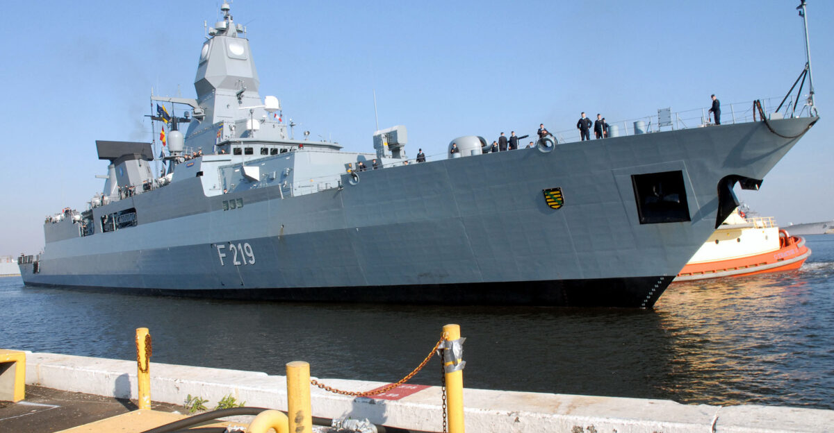 The German frigate Sachsen F 219 prepares to come pier side into Naval Station Mayport Florida USA for a port visit on 8 February 2007 Sachsen was assigned to Standing NATO Maritime Group One SNMG-1 a joint allied maritime task force designed to protect the waters of NATO countries and beyond