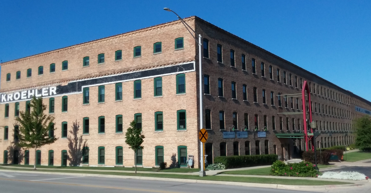 Fifth Avenue Station, in Naperville, Illinois, is the former Kroehler Manufacturing Company furniture factory