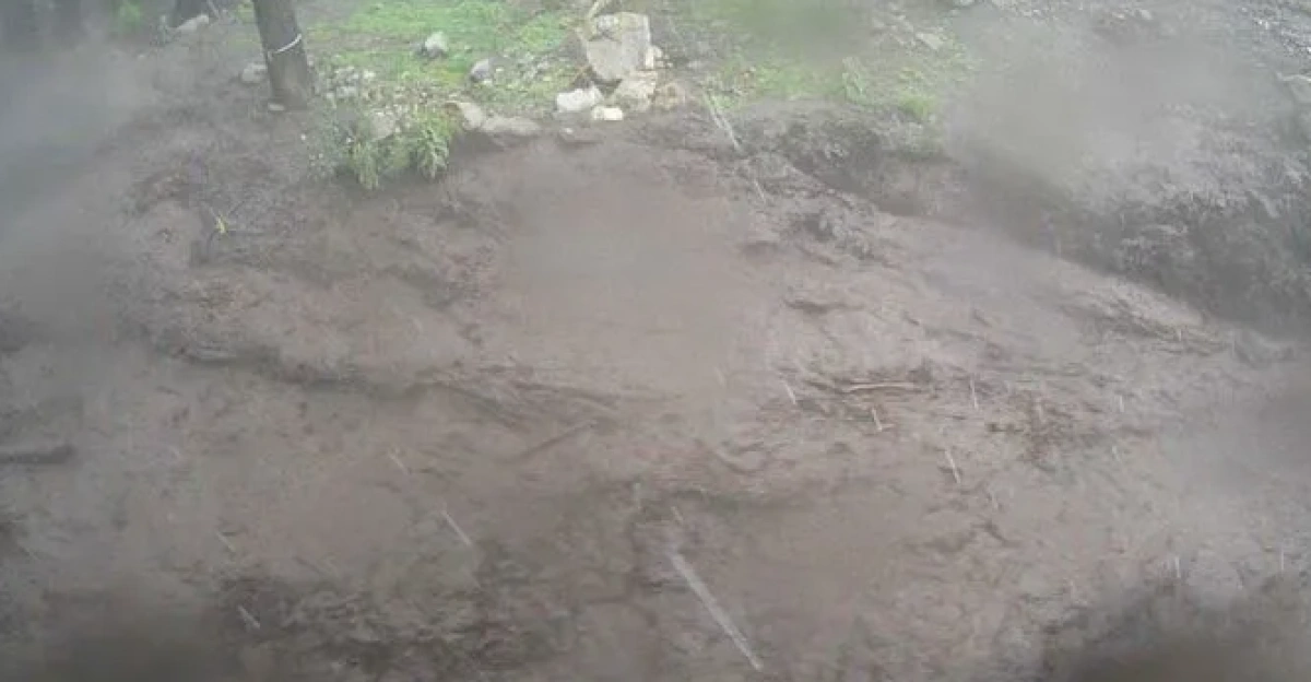 Historic flooding of the Rio Ruidoso near Ruidoso, New Mexico on July 8, 2025. At least three people were killed.