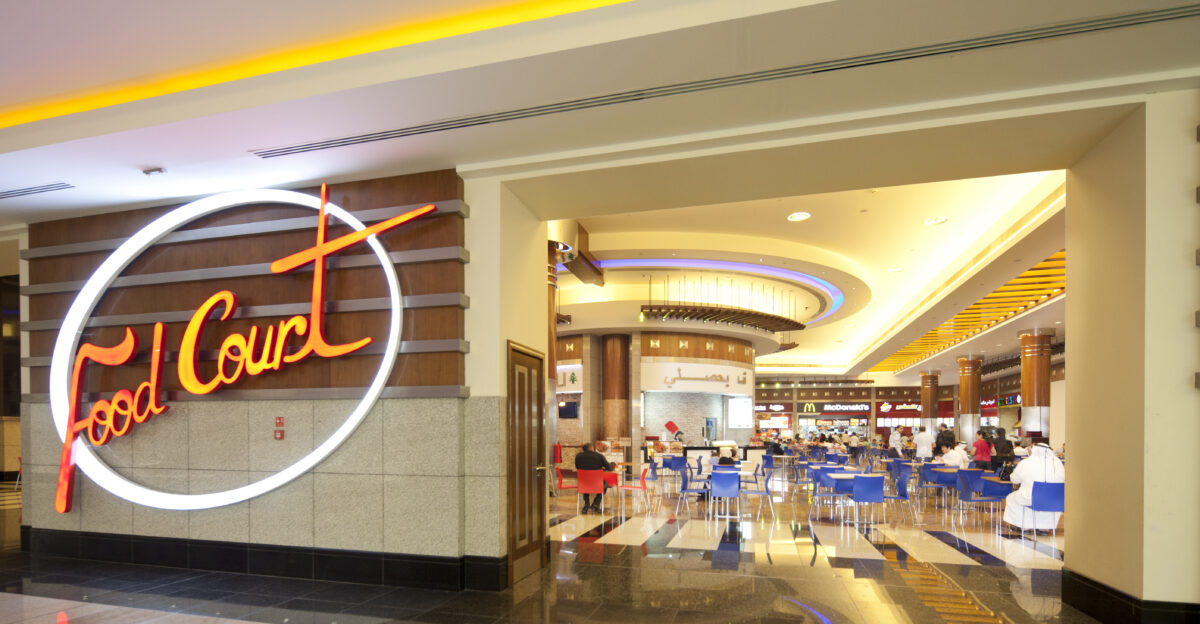 Dalma Mall food court with restaurants cafes and fast food chains