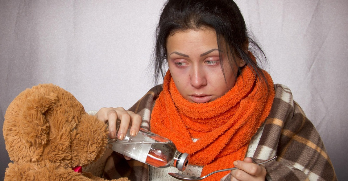 young woman, flu, medicine, toy, flu, flu, flu, flu, flu