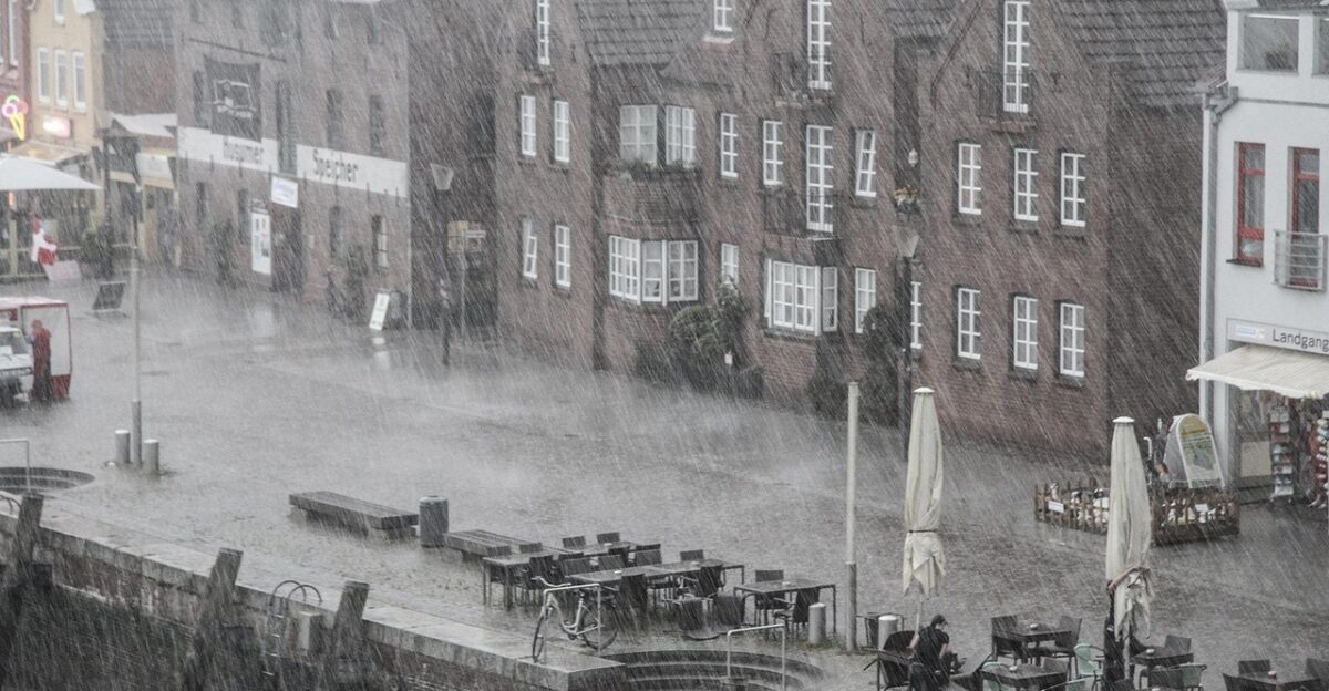 rain nature street city port rainy weather bad weather houses town wet outdoors old town