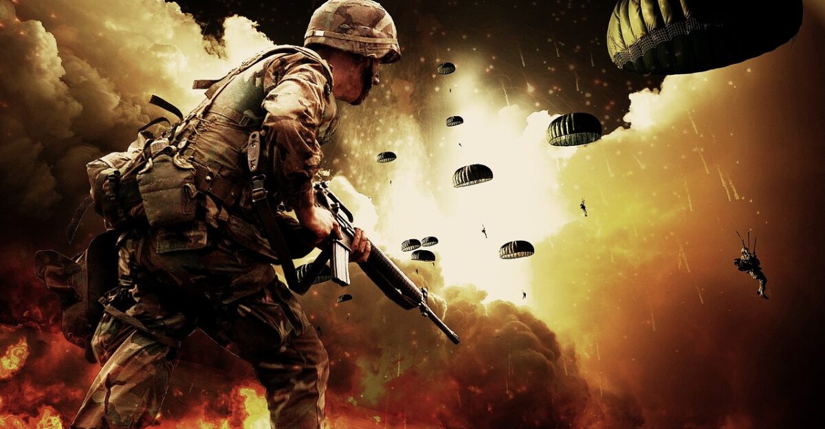 war soldiers parachutes paratroopers warrior military army firearms explosion fire weapons warfare war war war war war army army