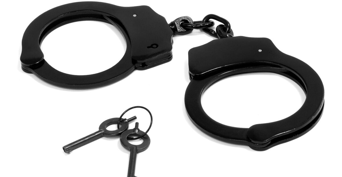 handcuffs black criminal arrest crime law justice chain prison jail police security