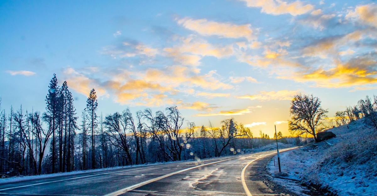 road, winter, mountains, usa, snow, cold, nature, frost, white, drive, car, transportation, slippery, travel, trip, journey, transport, ice, landscape, forest, car wallpapers, automobile, weather, day, outdoor, blue, city, light, vehicle, safety, blue car, blue road, blue safety