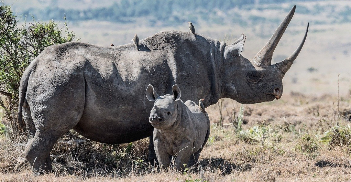 rhino, black rhino, rhino mum, rhino baby, lewa conservancy, africa, kenya, rare, endangered