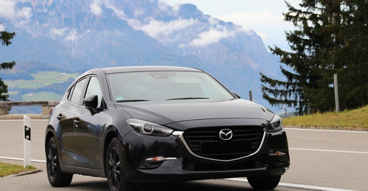 mazda mazda 3 automobile vehicle nature dare mountains mountain road