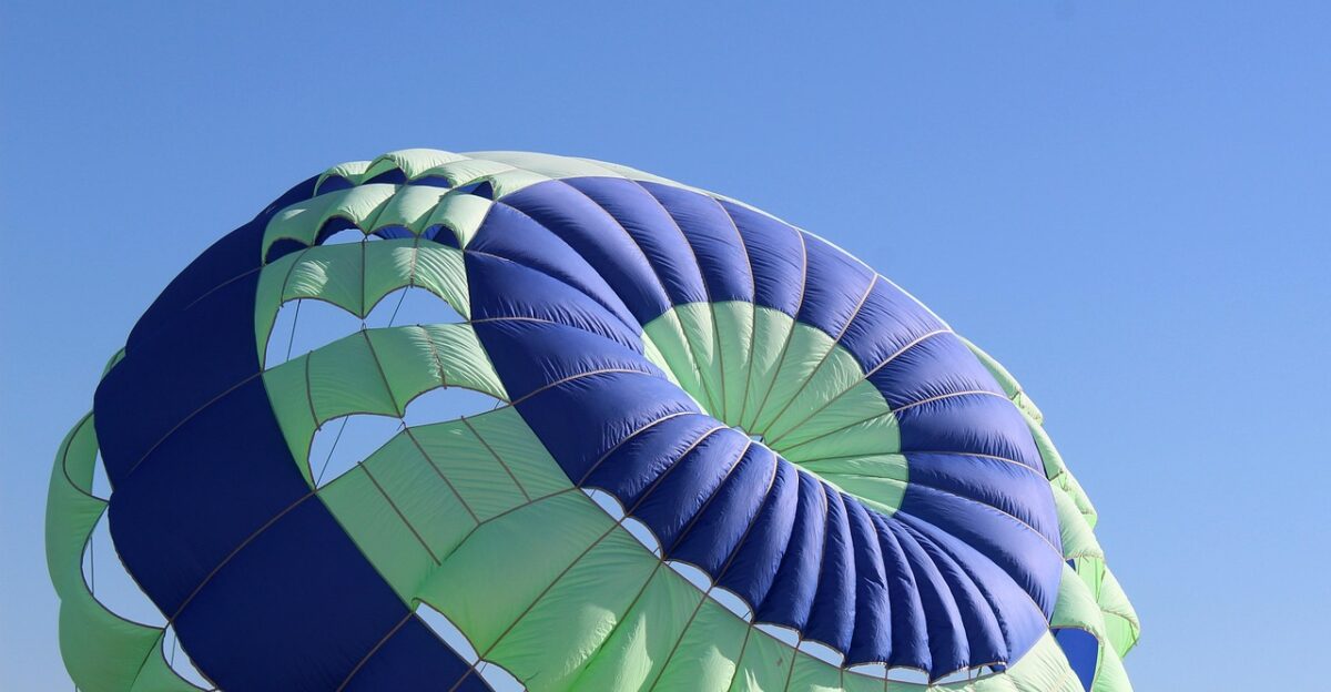 parachute nature sky flight blue sky blue green