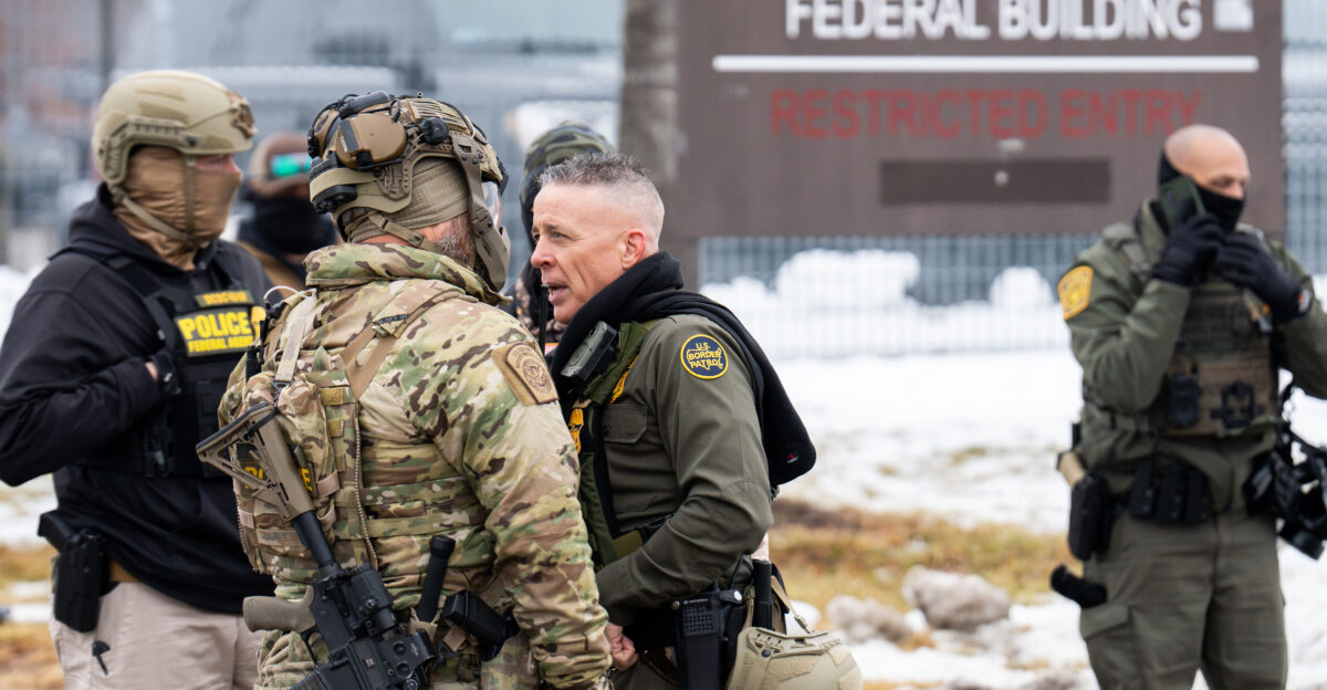 Gregory Bovino Border Patrol Commander outside the Bishop Henry Whipple Building just outside of Minneapolis CC Attribution Please credit Chad Davis with a link to chaddavis photography sets ice-in-minneapolis