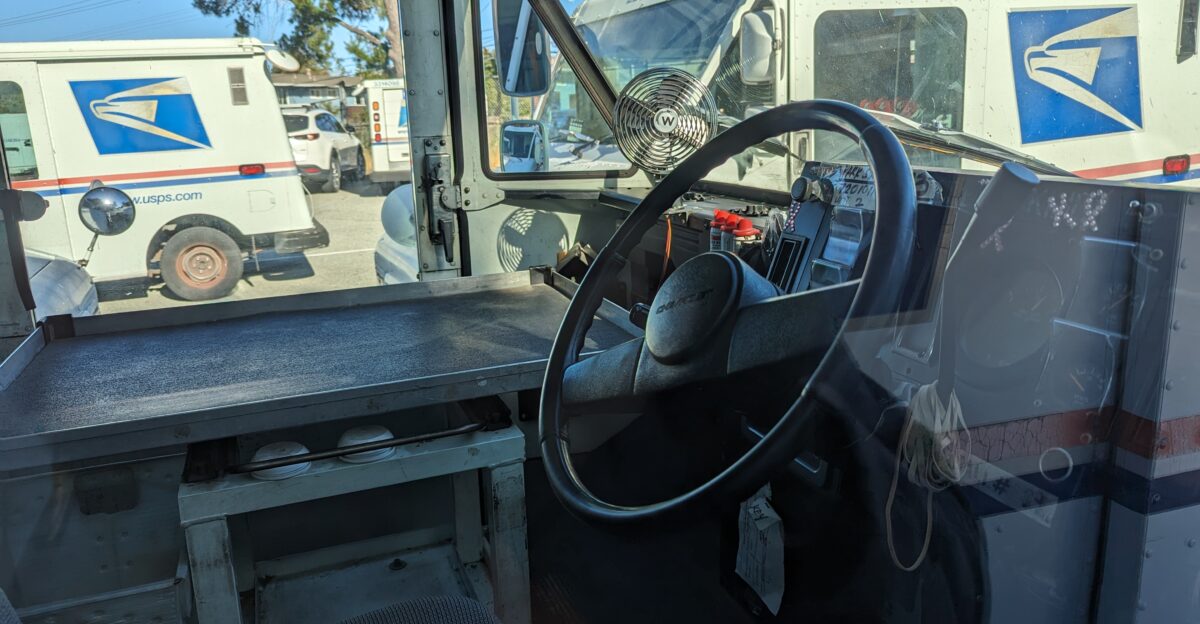 Interior of Grumman LLV built for the United States Postal Service photographed in San Mateo California