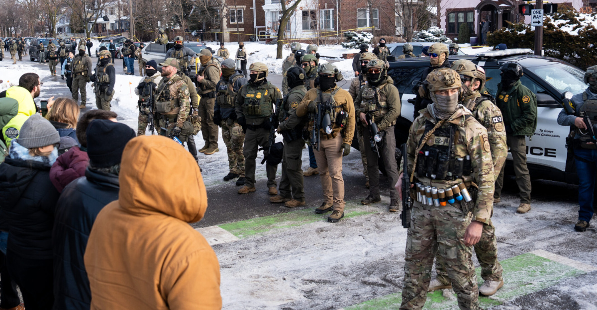 Portland Avenue and 34th Street in South Minneapolis where City of Minneapolis officials have confirmed an ICE agent shot an observer.
<p>A neighbor who saw what happened told local MPR news: "She was trying to turn around, and the ICE agent was in front of her car, and he pulled out a gun and put it right in — like, his midriff was on her bumper — and he reached across the hood of the car and shot her in the face like three, four times,”
</p>
For attribution: Credit Chad Davis and link to chaddavis.photography/