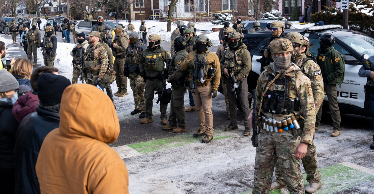 Portland Avenue and 34th Street in South Minneapolis where City of Minneapolis officials have confirmed an ICE agent shot an observer.
<p>A neighbor who saw what happened told local MPR news: "She was trying to turn around, and the ICE agent was in front of her car, and he pulled out a gun and put it right in — like, his midriff was on her bumper — and he reached across the hood of the car and shot her in the face like three, four times,”
</p>
For attribution: Credit Chad Davis and link to chaddavis.photography/