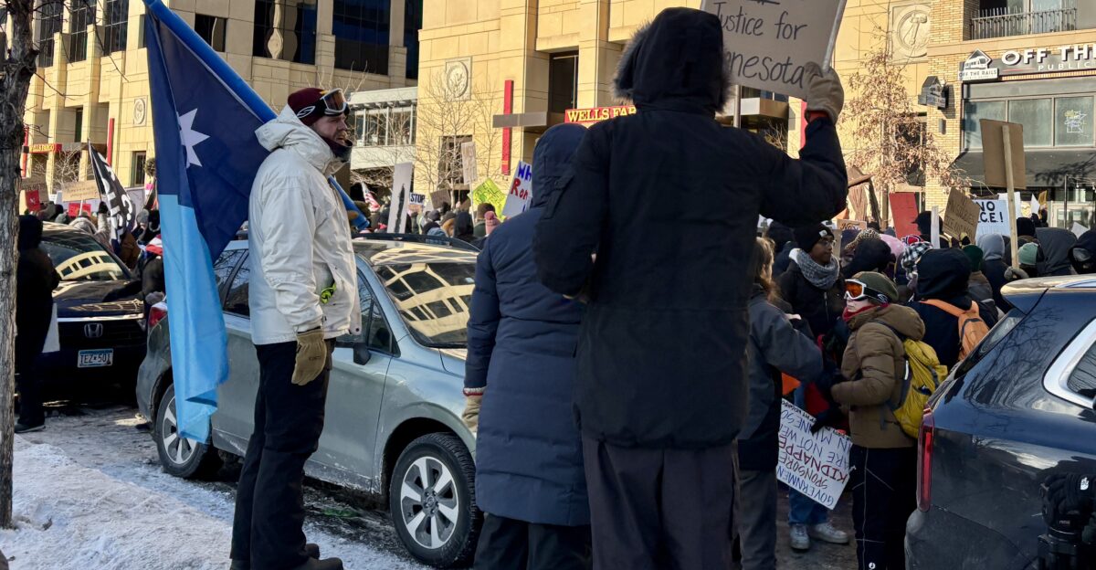 ICE protest in Minneapolis Fourth Street January 23 2026 Minneapolis Minnesota USA