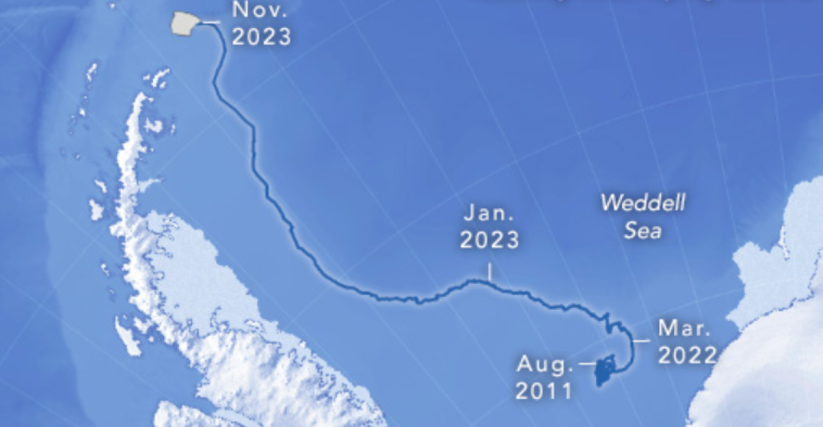 Diagram: Antarctic Iceberg Sails Away