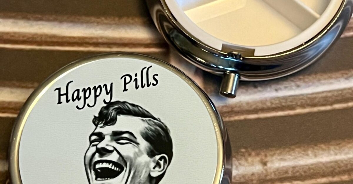 Happy Pills Pill Box Funny Retro Travel Pill Carrier - Etsy