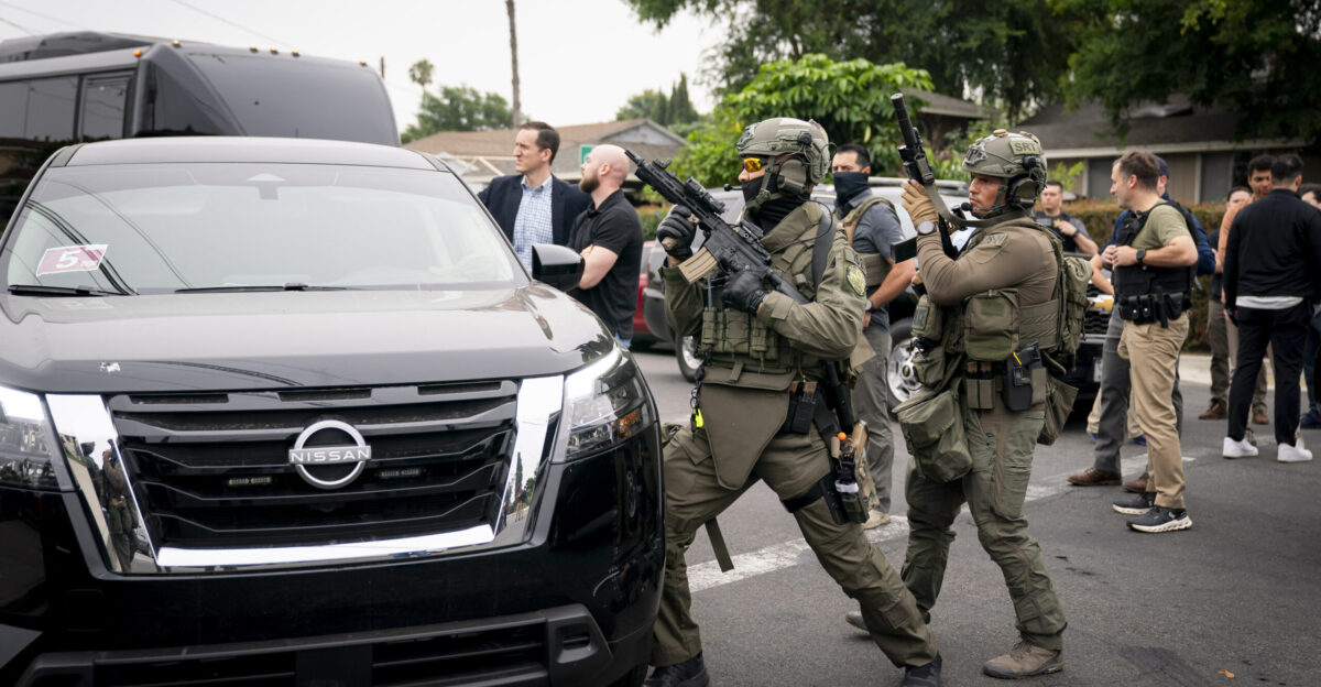 Department of Homeland Security DHS Secretary Kristi Noem participates in U S Immigration and Customs Enforcement ICE Enforcement and Removal Operations ERO in Los Angeles California June 12 2025 DHS photo by Tia Dufour