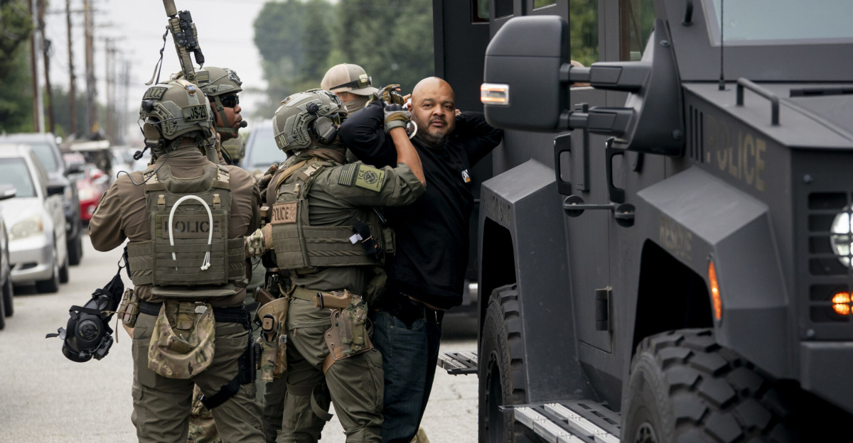 Department of Homeland Security (DHS) Secretary Kristi Noem participates in U.S. Immigration and Customs Enforcement (ICE) Enforcement and Removal Operations (ERO) in Los Angeles, California, June 12, 2025. (DHS photo by Tia Dufour)
