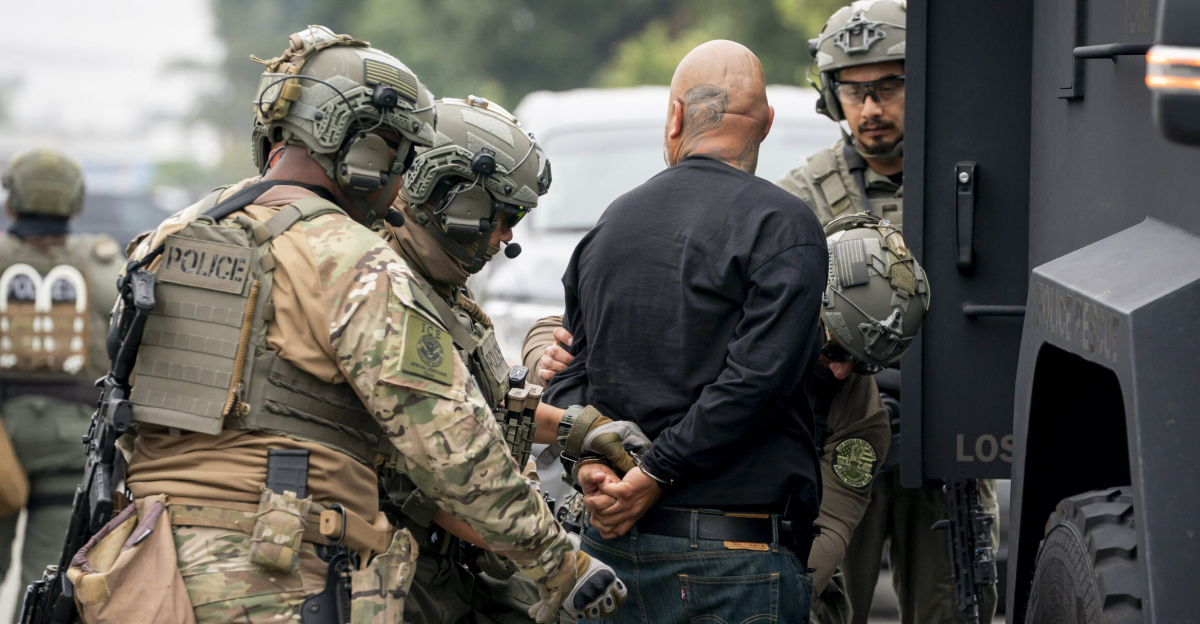 Department of Homeland Security (DHS) Secretary Kristi Noem participates in U.S. Immigration and Customs Enforcement (ICE) Enforcement and Removal Operations (ERO) in Los Angeles, California, June 12, 2025. (DHS photo by Tia Dufour)