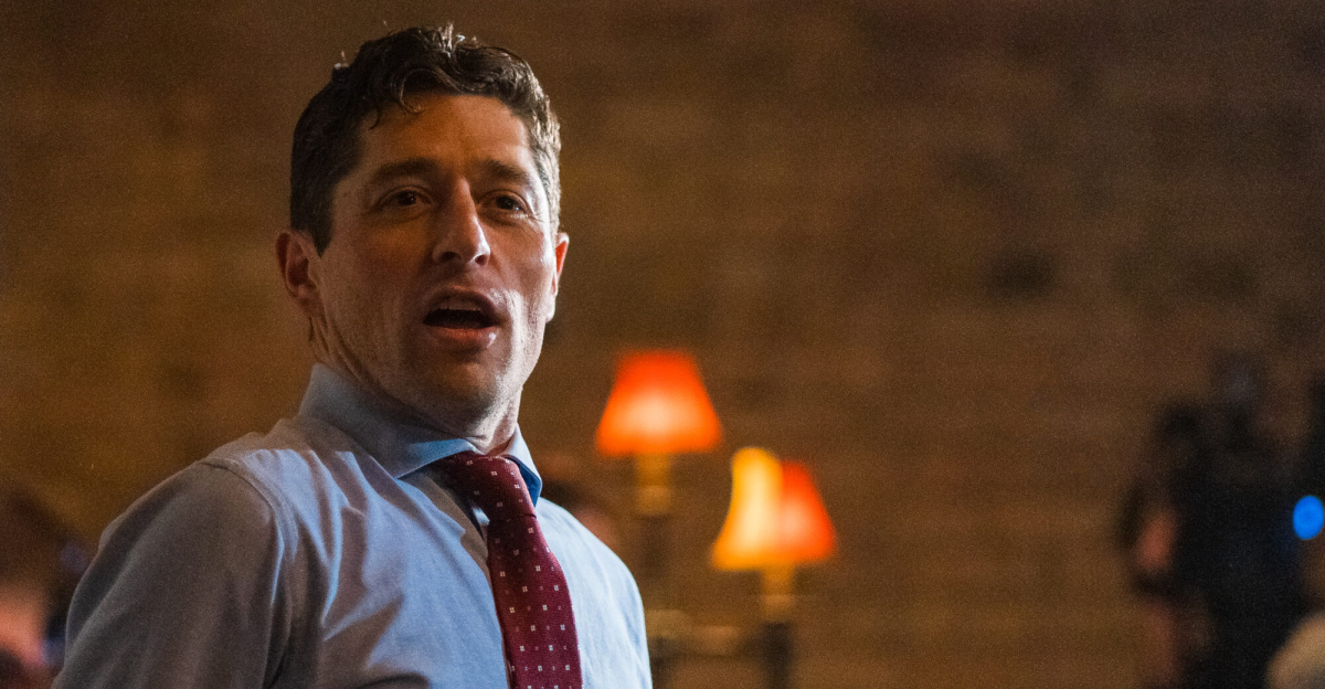 Minneapolis Mayor Jacob Frey meets with supporters at his re-election party near downtown Minneapolis.